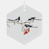 Kunst voor Waterverf van trekvogels of vrienden Glas Ornament (Achterkant)