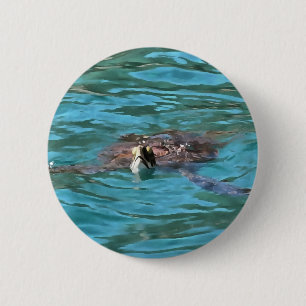 Kunst voor wilde dieren en Zeeen op het Loggerhead Ronde Button 5,7 Cm