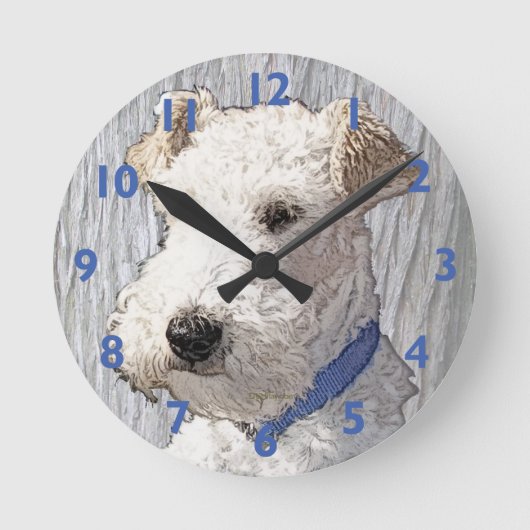 Kunst voor Wire Fox Terrier Ronde Klok (Voorkant)