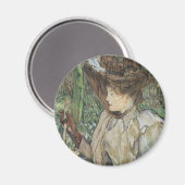 kunst, vrouw met handschoenen van Toulouse Lautre Magneet (Voorkant / Achterkant)
