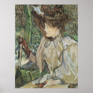 kunst, vrouw met handschoenen van Toulouse Lautre Poster