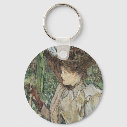  kunst, vrouw met handschoenen van Toulouse Lautre Sleutelhanger (Voorkant)