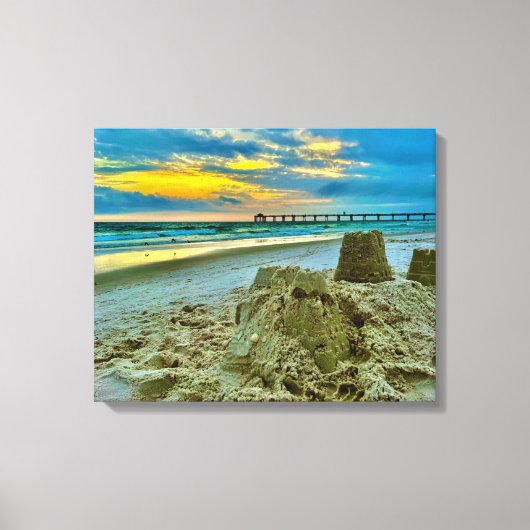 kunst, wandkunst, zandkasten op het strand canvas afdruk (Voorkant)
