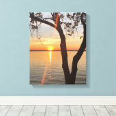 kunst, wandkunst, zon op de St. Lawrence Canvas Afdruk (Insitu (Houten vloer))
