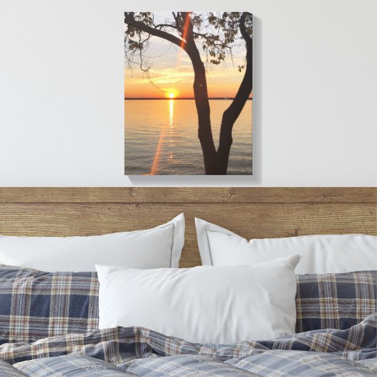kunst, wandkunst, zon op de St. Lawrence Canvas Afdruk (Insitu (Slaapkamer))