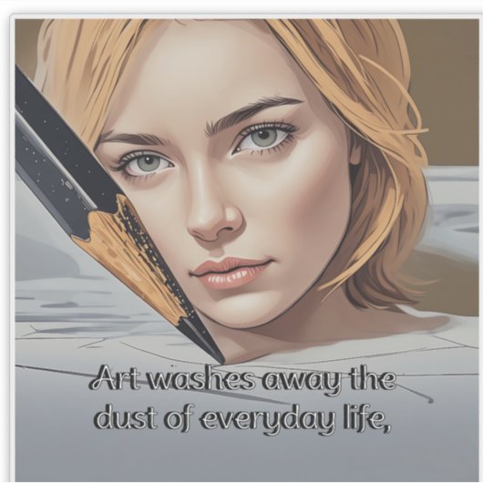 Kunst wast het stof van het dagelijks leven weg sticker (Voorkant)