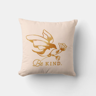 Kunst "Wees aardig" — Cute Sparrow & Typography Ar Kussen