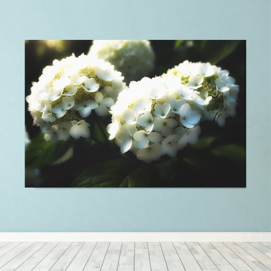 *~* Kunst Witte Hydrangea TV2 Uitgerekte Canvas Pr (Insitu (Houten vloer))