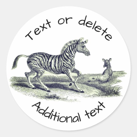  kunst Zebra en op maat gesneden dieren Ronde Sticker (Voorkant)