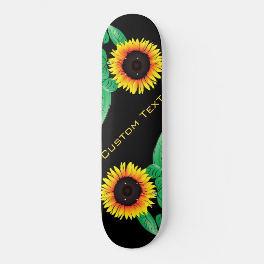 Kunst Zonnebloemen - Jouw tekst toevoegen / Naam Persoonlijk Skateboard (Voorkant)