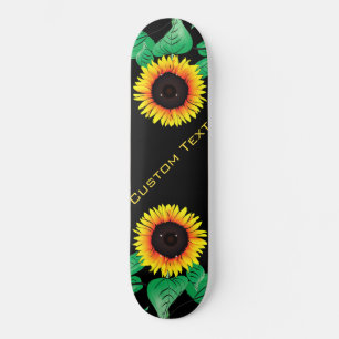 Kunst Zonnebloemen - Jouw tekst toevoegen / Naam Persoonlijk Skateboard