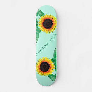 Kunst zonnebloemen - Jouw tekst toevoegen / Naam - Persoonlijk Skateboard