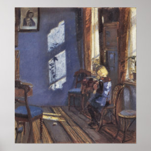 kunst, zonneschijn in de blauwe kamer door Ancher Poster