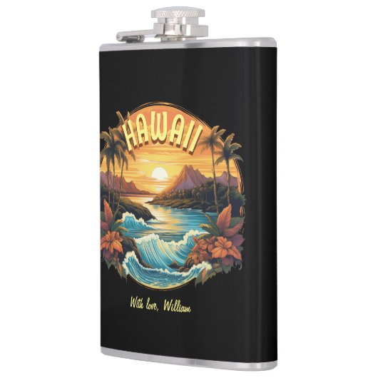  kunst zonsondergang bij Hawaii Beach Mountains Heupfles (Links)