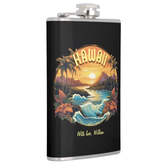  kunst zonsondergang bij Hawaii Beach Mountains Heupfles (Rechts)