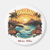  kunst zonsondergang bij Hawaii Beach Mountains Magneet (Voorkant)