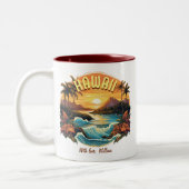 kunst zonsondergang bij Hawaii Beach Mountains Tweekleurige Koffiemok (Links)