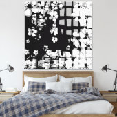 Kunst zwart-wit bloemenpatroon canvas afdruk (Insitu (Slaapkamer))