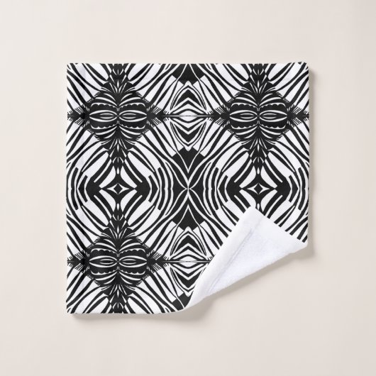 Kunst Zwart-wit Geometrisch Tribal Patroon Bad Handdoek (Wasdoekje)