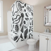 Kunstabstractie: Gezichten, lippen, geometrische m Douchegordijn (In situ)