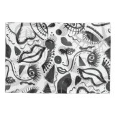 Kunstabstractie: Gezichten, lippen, geometrische m Kussensloop (Achterkant)