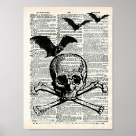 Kunstafdrukken met halloween Dictionary Skull en B Poster