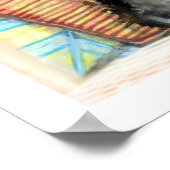 Kunstafdrukken met zwarte kat, wijn en bloemen poster (Hoek)