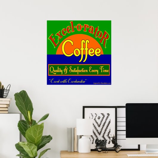 Kunstafdrukken van Excel Coffee Retro Poster (Thuiskantoor)