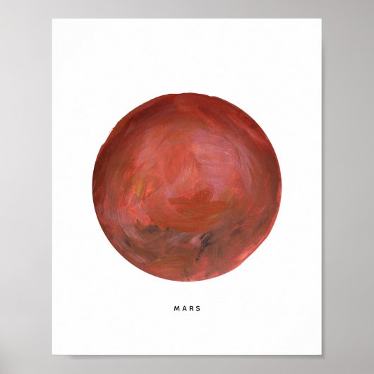 Kunstafdrukken van geschilderde planeet Mars Poster (Voorkant)