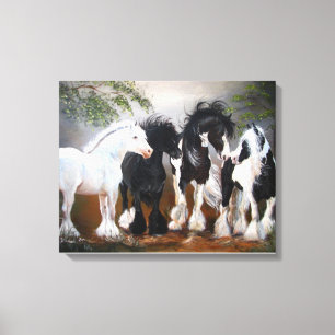 Kunstafdrukken van Gypsy Vanner Stallions Canvas Afdruk