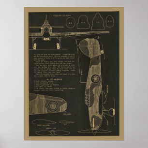 Kunstafdrukken van het vliegtuigontwerp voor de or poster