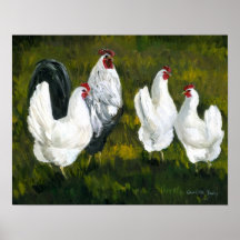 Kunstafdrukken van "Rooster & Hens"