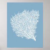 Kunstafdrukken van witte koraalventilator op licht poster (Voorkant)