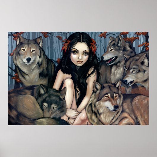 Kunstafdrukken van Wolven fantasy wolf Poster (Voorkant)