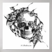 Kunstafdrukken voor schedel en vlinders poster (Voorkant)