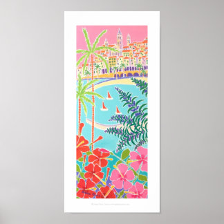 Kunstafdrukken: zeilen in de baai, Menton, Frankri Poster