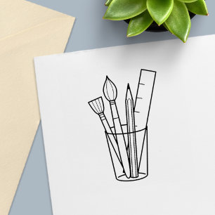 Kunstambachtstoevoer voor penseelpotlood  zelfinktende stempel