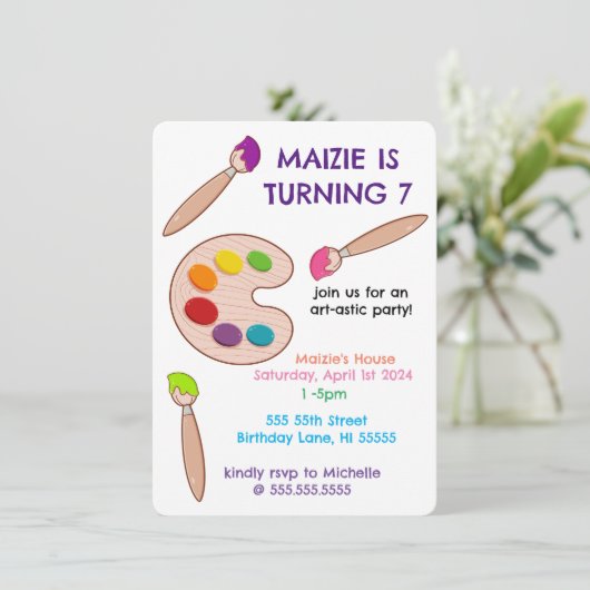 Kunstastische verjaardag schilderen kaart (Staand voorkant)