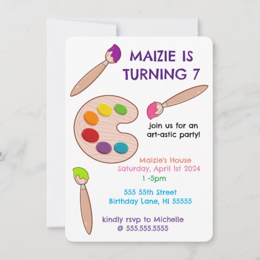 Kunstastische verjaardag schilderen kaart (Voorkant)