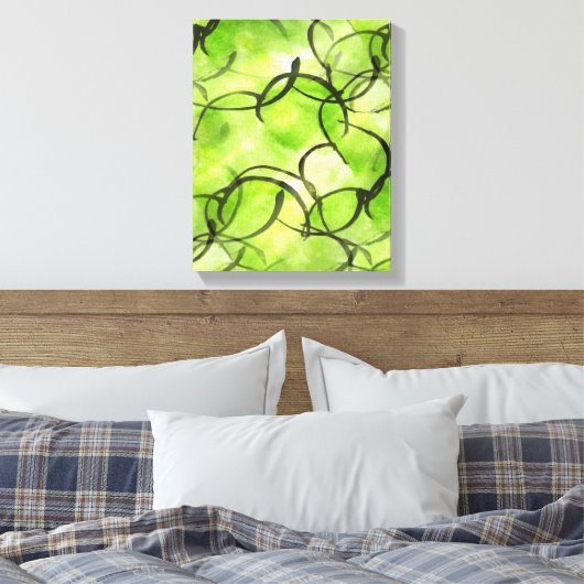 Kunstavant-garde handverf groen canvas afdruk (Insitu (Slaapkamer))