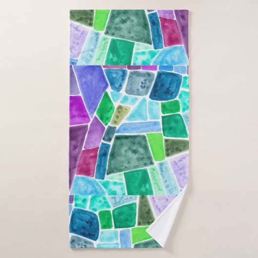 Kunstbadhanddoek met glasmozaïektegels badhanddoek (Badhanddoek)