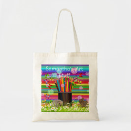 Kunstbenodigdheden en boeken voor terug naar schoo tote bag