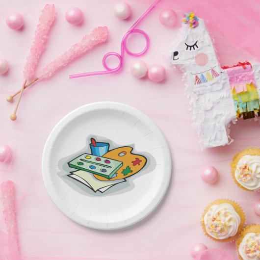 Kunstbenodigdheden Waterverf Palet en Paintbrush Papieren Bordje (Feest)