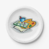 Kunstbenodigdheden Waterverf Palet en Paintbrush Papieren Bordje (Voorkant)