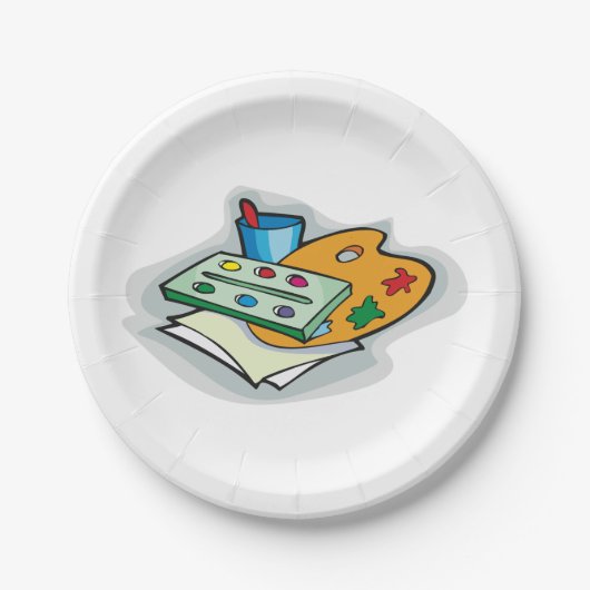 Kunstbenodigdheden Waterverf Palet en Paintbrush Papieren Bordje (Voorkant)