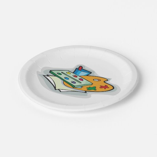 Kunstbenodigdheden Waterverf Palet en Paintbrush Papieren Bordje (Gekanteld)