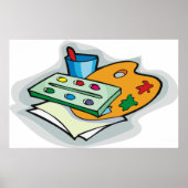 Kunstbenodigdheden Waterverf Palet en Paintbrush Poster (Voorkant)