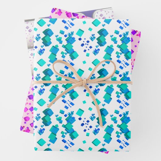 Kunstbladen en kubussen, van papier inpakpapier vel (In situ)