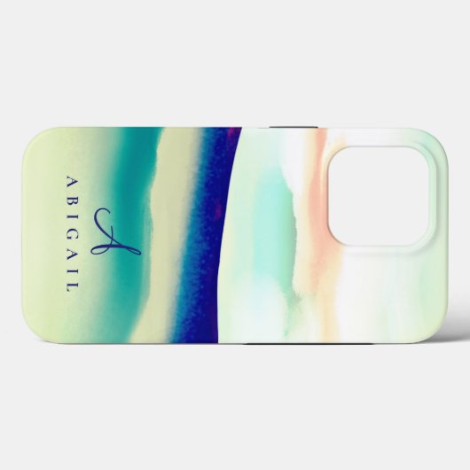 Kunstblauw Abstract landschap monogrammen Case-Mate iPhone Case (Achterkant (horizontaal))