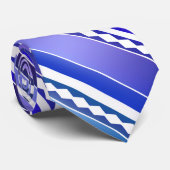 Kunstblauw Blauwgroen Paars met wit gestreept Stro Stropdas (Opgerold)